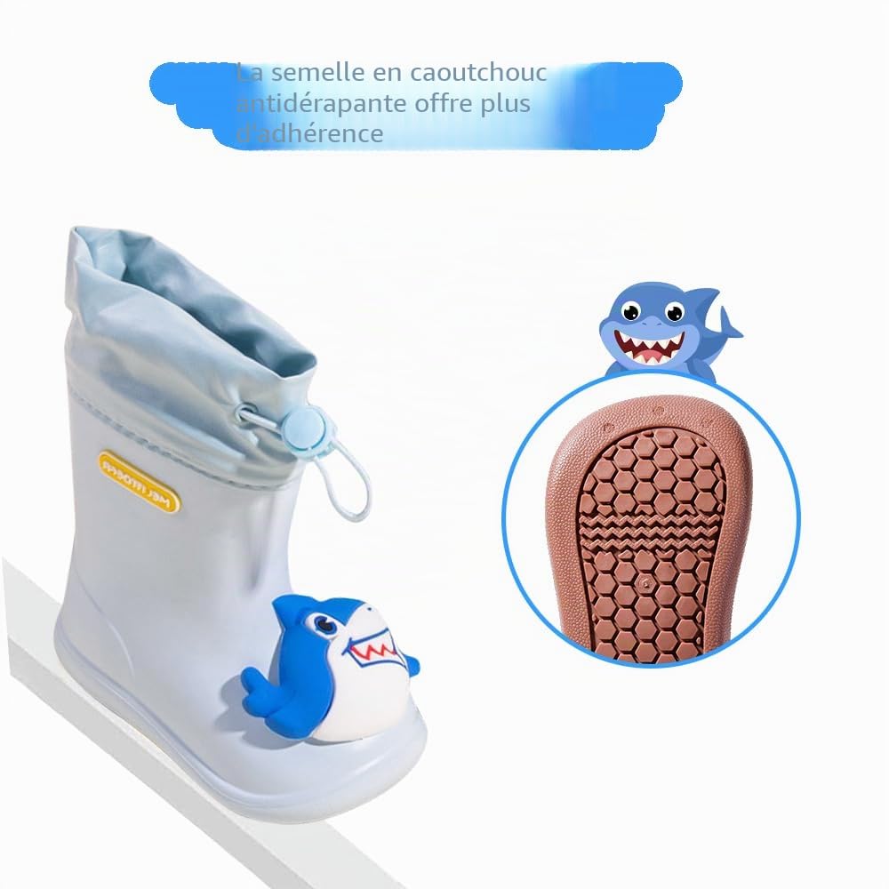 DRECAGE Bottes de Pluie Bottes de Wellington Mixte Enfant pour Fille et Garçon imperméable antidérapant Chaussures de Pluie en Caoutchouc à l'extérieur