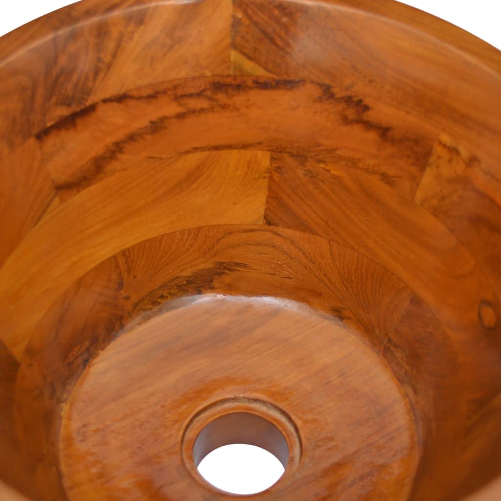 Lavabo in legno di teak massiccio con diametro di 40 x 20 cm, per bagno, salvaspazio, facile da pulire, adatto per ristrutturazione, montaggio a parete o sopra