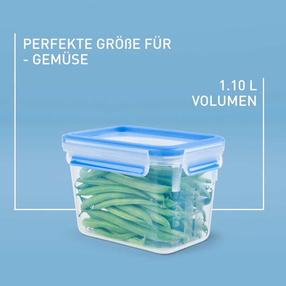 EMSA Clip & Close Frischhaltedose, rechteckig, 1,1 L, mit Deckel, Aufbewahrungsbox, 100 Prozent dicht, spülmaschinen-, gefrier… – Ansicht 3