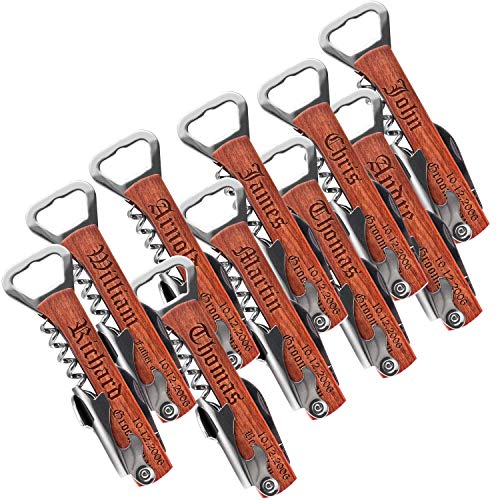 Engraved Corkscrew and Multi-Tool Custom Wine Opener Personalized Bottle Opener (SET OF 10)