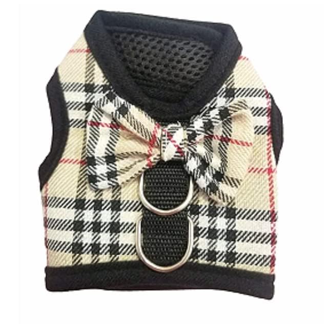 XXXS XXS XS Tiny Teacup Chihuahua Puppy Dog Harness for TINY Teacup Miniature Breeds Kitten Yorkie Maltese Terrior Puppy Dogs (Beige Tartan - Image 2