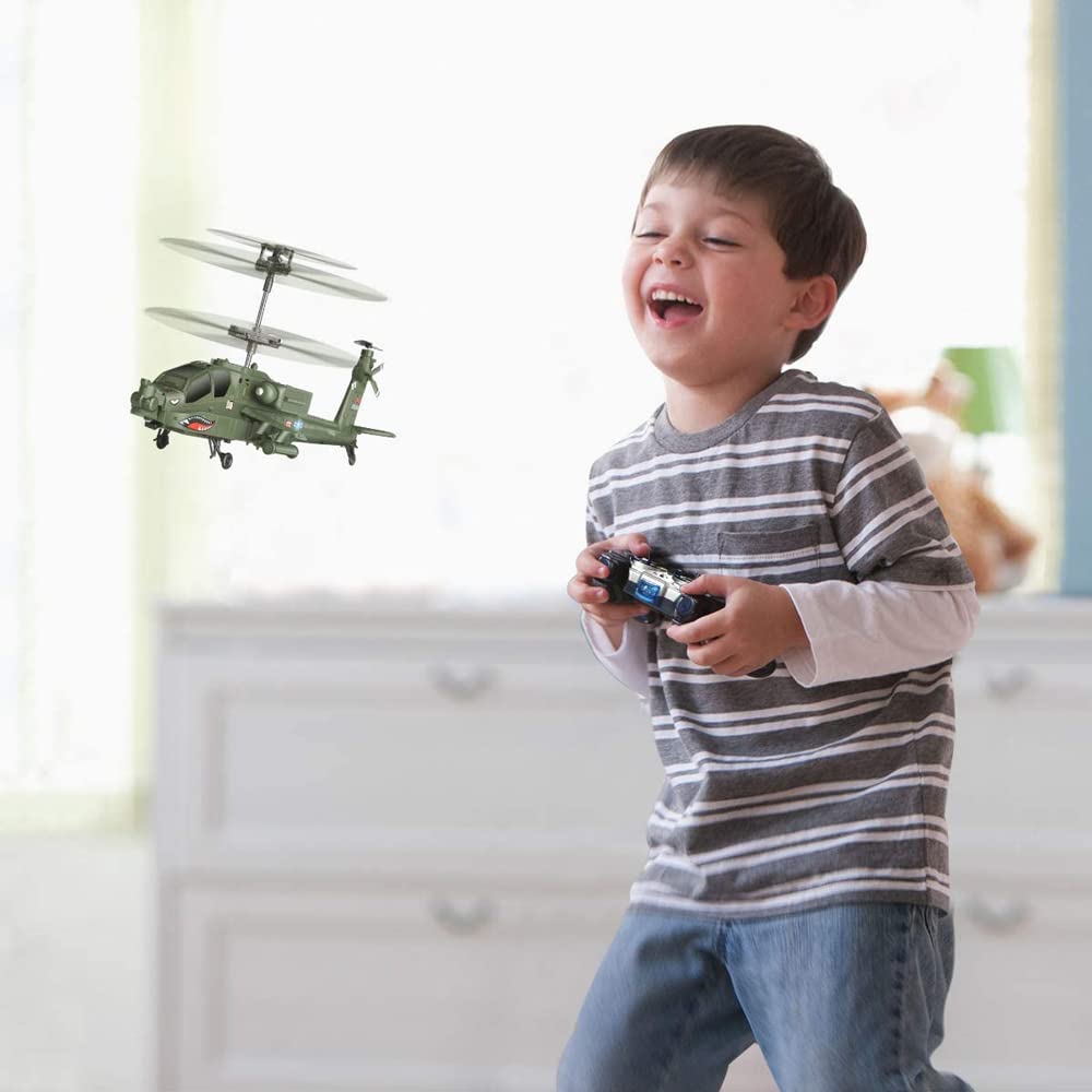 2.4G Telecomando Aereo Apache Modello di Combattente Militare Simulazione Aereo Militare 3.5 Canali Rc Elicottero con Giroscopio per Bambini Principianti Drone Giocattoli al Coperto