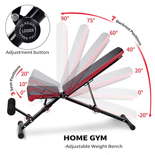 Adjustable Weight Bench 500lbs Capacity Foldable Workout Exercise Fitness Bench with Leg Extension for Weight Lifting Press Ab Exercise Utility Weight Bench for Home Gym Full Body Workout - Home Fitness Guru Adjustable Weight Bench 500lbs Capacity Foldable Workout Exercise Fitness Bench with Leg Extension for Weight Lifting Press Ab Exercise Utility Weight Bench for Home Gym Full Body Workout - Image 3