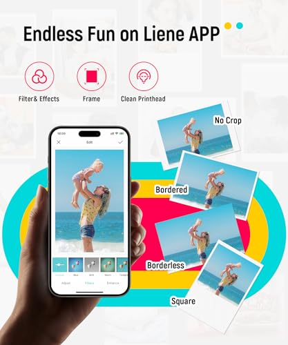 Liene Photo Printer, 2x3” Mini Portable Instant Photo Printer Bundle w/ 50 Zink Adhesive Paper, Bluetooth 5.0, Compatible w/iOS & Android, Small Color Mono Picture Printer for iPhone, Smartphone Green