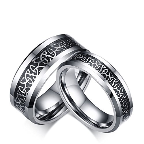 Bague assortie couple en tungstène : alliance fantaisie prestige sets for him and her