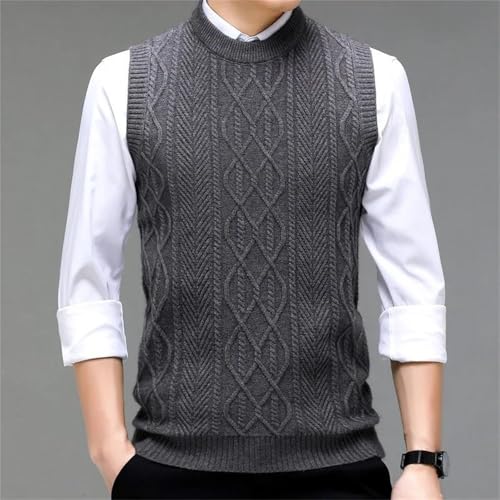 Men's Fashion O-Neck Knitted Sleeveless Sweater Vest - Young Men's Solid Color Warm Top2
