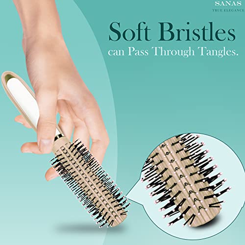 Image of Sanas Round Hair Dryer Styling Brush 1Pc Hair Round Brush Soft Bristle Round Hair Brush Flexible Detangling Brush Roller Hair Brush Anti-Static Hair Brushes For Women 1Pc (Light)
