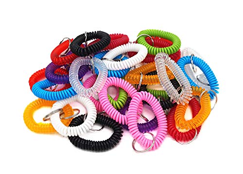 Bobina de plástico para banda de muñeca, llavero, pulsera de muelle elástico - Paquete de 50,...