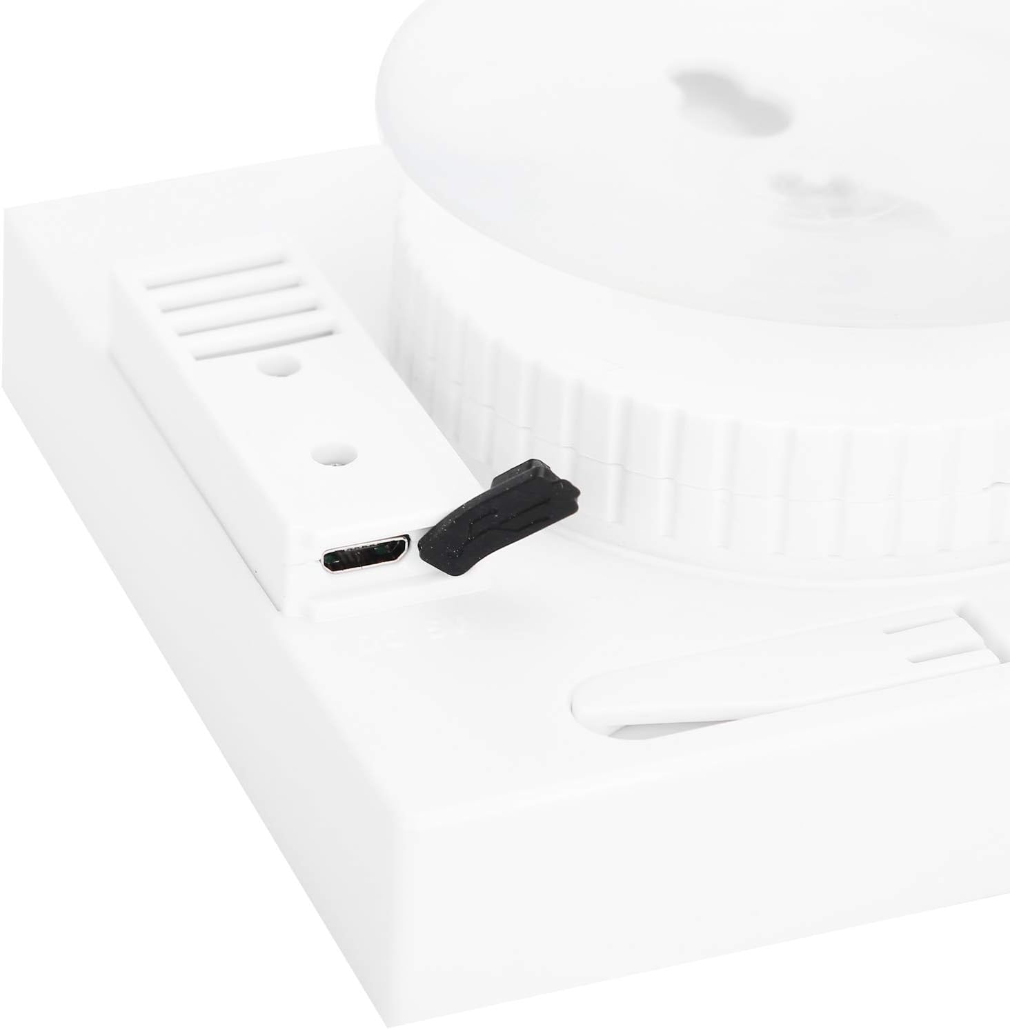 Close-up of the USB charging port on the YOUTHINK TSWP10 Bathroom Clock