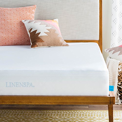 LINENSPA Premium Smooth Fabric Mattress Protector-100% Waterproof-Hypoallergenic-Vinyl Free Protector, Full, White