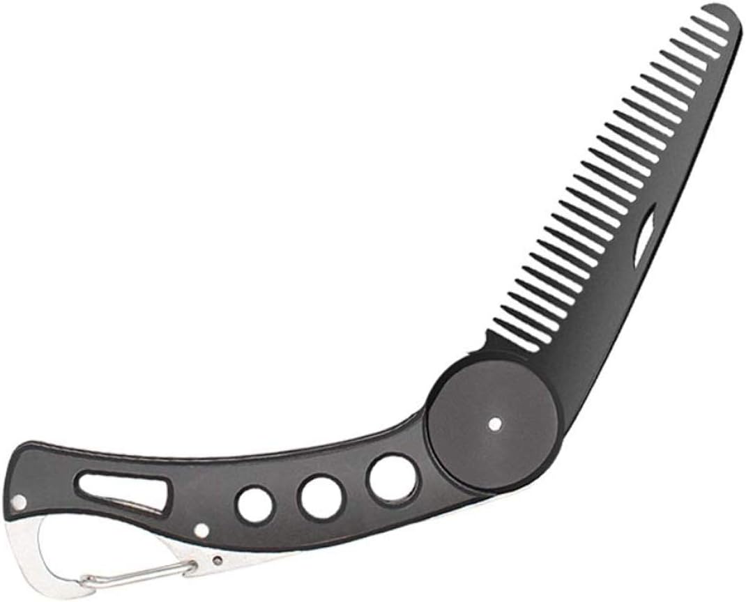 Beard Combs Folding Stainless Steel Comb for Beards,Mustaches,Head Hair-Men's Portable Comb, Styling Combs for Men