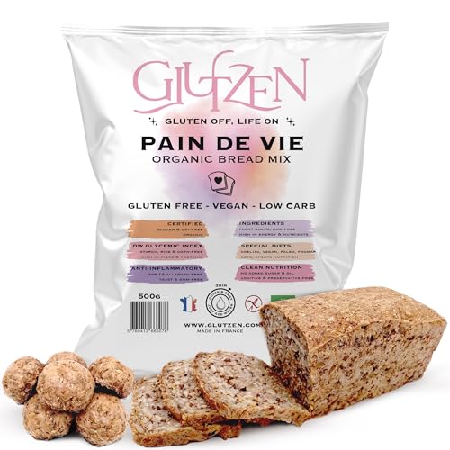 Mix Pain Keto Sans Gluten Bio GLUTZEN. Préparation Low Carb aux Graines. IG Bas, Riche en Fibres. Sans Farine, Sans Sucre. Facile, sans machine à pain....