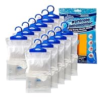 ANSIO® Wardrobe Dehumidifier Disposable Hanging Bags Pack of 12 Room Moisture Absorber Condensation Remover for Damp, Mould in Home, Bathroom, Window, House, Kitchen, Bedroom Interior Traps
