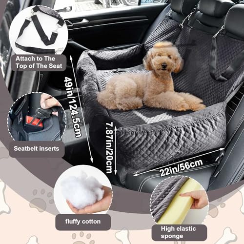 Suzile-Dog-Car-Seat-Bed-for-Large-Under-100lbs-Dogs-Fully-Detachable-and-Washable-Dog-Car-Bed-with-Safety-Tethers-Comfortable-Dog-Protector-for-Home-Travel-Camping-49-x-22Gray-for-Large-Dogs