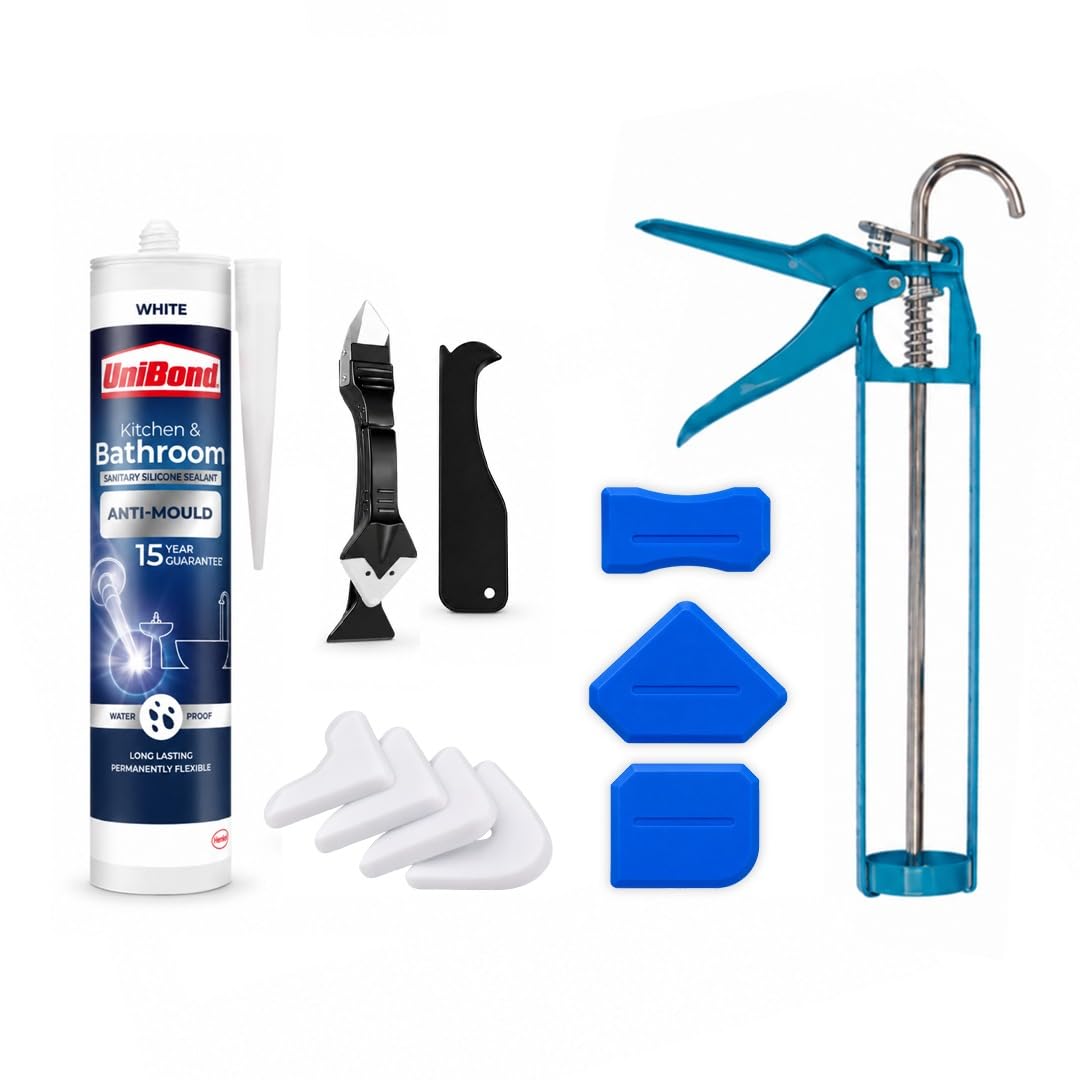 White Silicone Sealant Bathroom Sealant Bundled with Gun & Caulking Tools