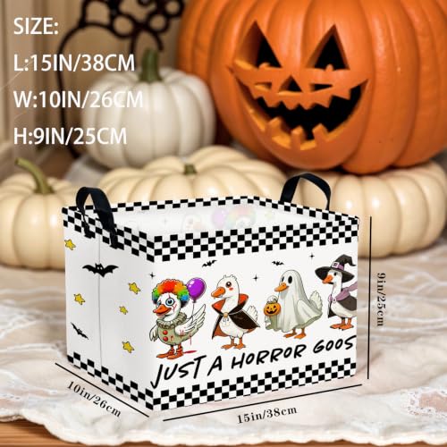Image of Halloween Basket Gift Cute Pumpkin Ghost Parties Decor Kid Trick or Treat Basket for Boys and Girls Rectangular Storage Bin Box (Duck)