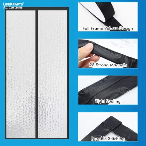 Image of LifeKrafts AC Curtain Magnetic|Thermal Screen|Insulated|Translucent Bubble Design|Insect & Pest Control|Privacy Screen, Dust, Pollen & Pollution Control Screen(Size 205 x 110 cm) Non-Customizable
