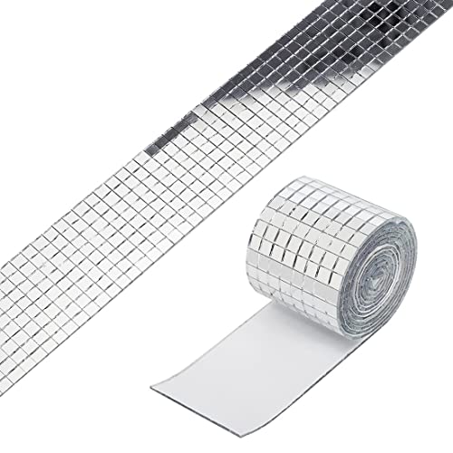 1464 pcs Miroirs Carreaux de Mosaïque Autocollant DIY Décoratif Accessoire,Auto-Adhésif Mini Carré Miroirs en Verre Tuiles pour Ménage Mur Plafond Décorations,5x5mm Cover