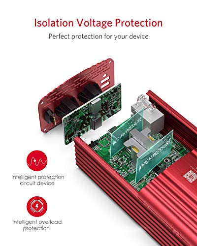 BESTEK 300Watt Pure Sine Wave Power Inverter DC 12V to AC 110V Car Plug Inverter Adapter Power Converter with 4.2A Dual USB Charging Ports and 2 AC Outlets Car Charger, ETL Listed