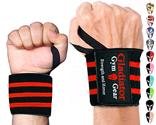 Gladiator Weight Lifting Wrist Wraps 18â€ with Thumb Loop (Athlete Approved), Wrist Support Braces for Men & Women, Gym Wrist Wraps for Weightlifting, Crossfit, Powerlifting, Training