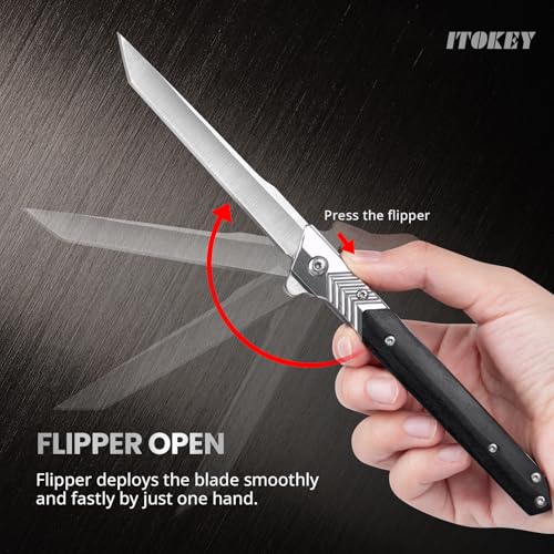 Image of ITOKEY EDC Pocket Knife for Men, Slim Folding Tanto Knife