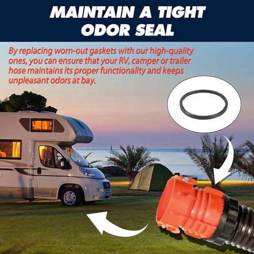 Image of TonGass 8 Pack (39834) Sewer Hose Replacement Gasket - Maintain an Odor Tight Seal with RV Sewer Fittings | Includes 4 Bayonet & 4 4-in-1 Gaskets for Enhanced Sealing - Rubber Seal Fittings - Black
