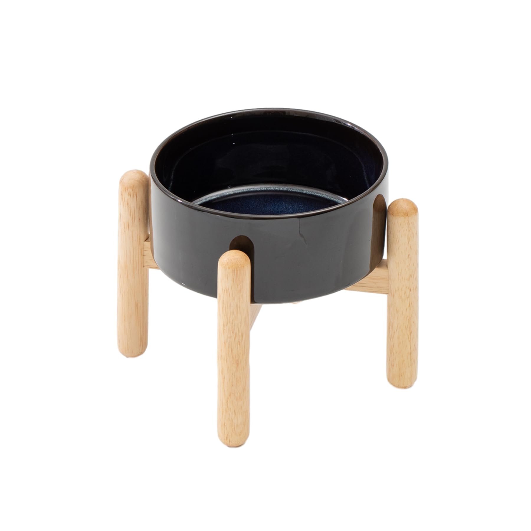 Havniva Ceramic Raised Dog Bowl with Stand for Medium and Large Breed Dog Dish Pet Food and Water Bowl (Single Bowl with Stand - Starry Sky, 6" D)