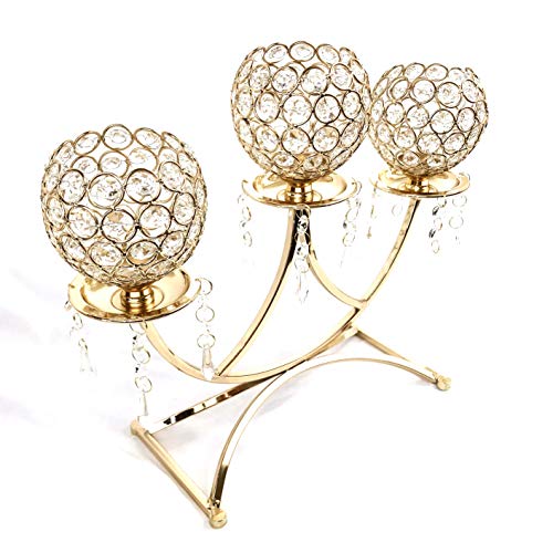 Image of Allgala 3-Arm Bowls Tealight Candelabra Candle Holder-Gold-HD89005