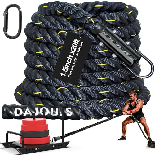 Weight Workout Sled Pulling Rope - 1.5 Inch x 20FT Heavy Duty Workout Sled Pull Rope for Tire Pulling Football Training - Fitness Resistance Exercise Equipment for Men & Women