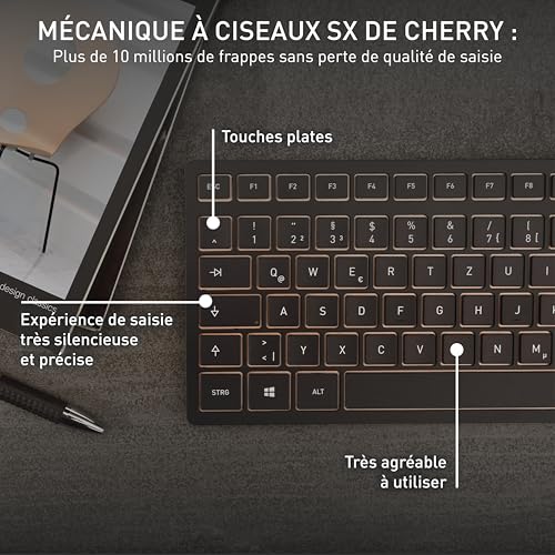 CHERRY DW 9100 SLIM clavier incluse Universel RF sans fil + Bluetooth AZERTY Français Neuf - vue 8