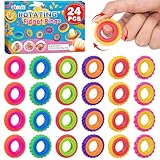 Sensory Toys Fidget Rings for Kids, 24 Pack Finger Spinner Rings for Kids with Autism, Quiet Fidgets for Classroom Prizes Stocking Stuffers Party Favors