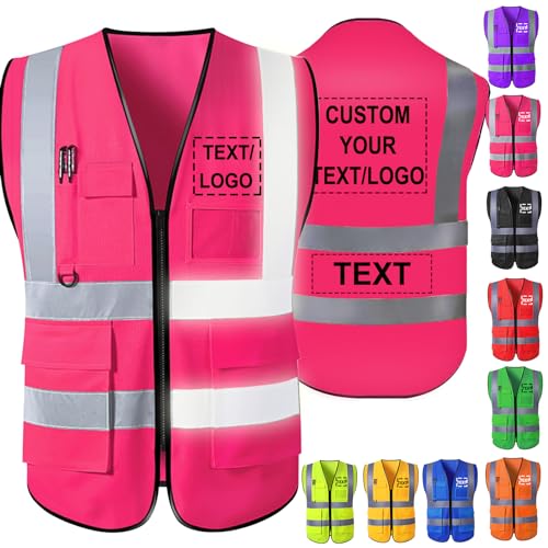 Custom Safety Vest Personalized Logo Reflective High Visibility Men Pockets Vest