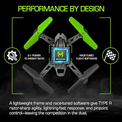 Sky Viper Type-R Racing RC Drone, Speeds Over 30 MPH, 1-Touch Stunts, Rechargeable Battery - Image 5