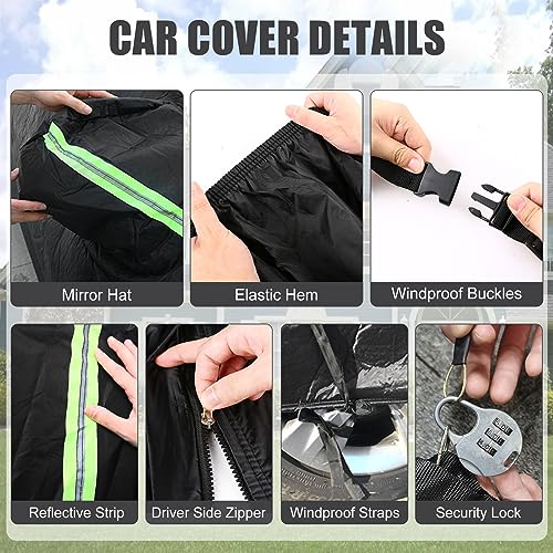 Image of Waterproof Car Cover Compatible with Honda HR-V 2015-2025, Black 210T Inside Cotton Cover with Door Zippers for Snow Rain Dust Outdoor Protection