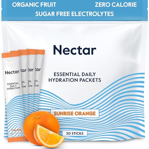 Image of Nectar Hydration Packets - Electrolytes Powder Packets - No Sugar or Calories - Organic Fruit Liquid Daily IV Electrolytes Powder for Dehydration Relief and Rapid Rehydration (Orange 30 Pack)