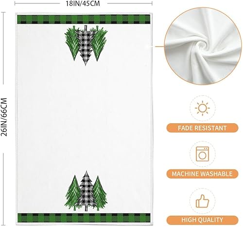 Miniatura 9 de ARKENY AD141 - Juego de 2 paños de cocina de Navidad, diseño de búfalo verde, diseño de árbol de Navidad, 18 x 26 pulgadas, decoración de Noel para