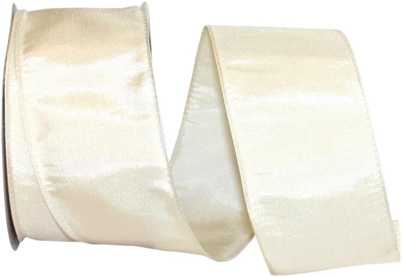 Reliant Ribbon Katy May 2 ワイヤーエッジリボン、2-1/2インチ x 25ヤード、アイボリー