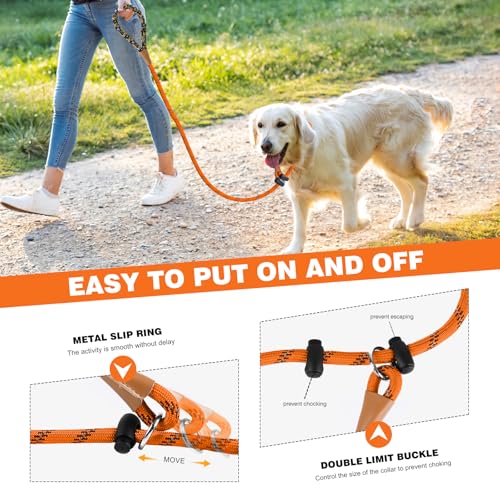 lynxking Slip Lead Dog Leash Reflective, Heavy Duty Comfortable Strong Rope for Large Medium Small Dogs No Pull Pet Training (Orange, Large 1/2in x 6ft-Slip Lead) - Image 4