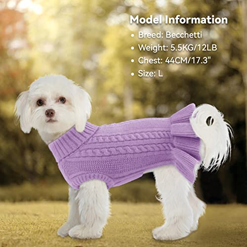 Winter Warm Turtleneck Dog Fleece Sweater, Soft Cat Ugly Christmas Clothes, Pet Dresses for Small Doggie Kitten Girls Boys, Purple S - Image 6