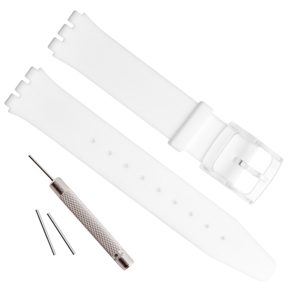 Ultra-thin Replacement Waterproof Silicone Rubber Watch Strap Watch Band for Swatch Skin Series (16mm, White)