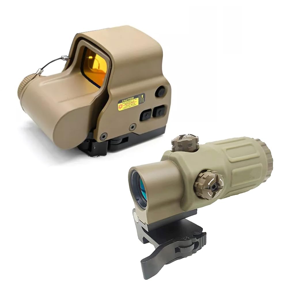 G33 - Lupa híbrida 3X y mira reflectante holográfica de punto rojo 558 con función IR, multiplicador de liberación rápida, para montaje en riel de 20 mm, color marrón
