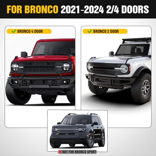 Image of Nilight Grille Guard with Light Mounting Brackets for Ford Bronco 2021-2025 Modular Steel Bumper(Not fit Sport or Raptor) Heavy Duty Steel Front Bumper Protector Bull Bar, Matte Black