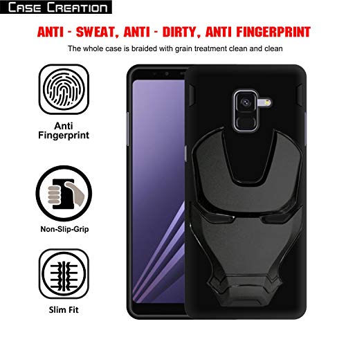 Image of COVERLY Official 3D Touch Feel Trending Real Hero Avenger Logo Mask Soft Rugged Grip Iron Man Super Power Cartoon Movie Silicone Matte Strong Back Cover for Samsung Galaxy On6 (2018) - Black