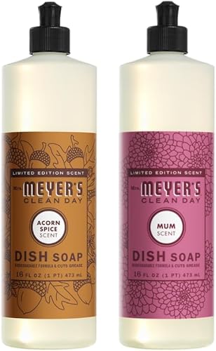 Mrs. Meyer's ofrece paquetes surtidos de detergente Clean Day. Mrs Meyer's - Detergente líquido para platos, aroma a especias de bellota, paquete de