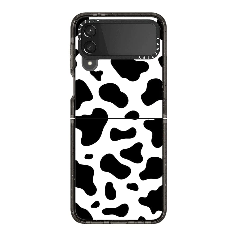 CASETiFY Impact Case for Galaxy Z Flip 4 - Cow Print - Clear Black