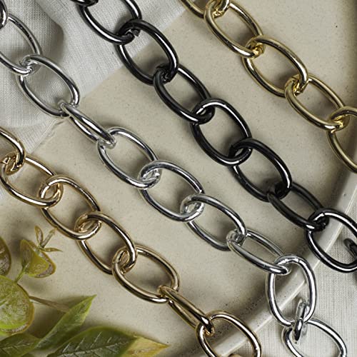 SATRA TRADERS (Size 6mm(W) 1 Meter Chain (JT-19-35-32)) Aluminium Chain Oval Shape Link Chains for DIY Jewellery,Accessories, Bag Chain Making (Black)