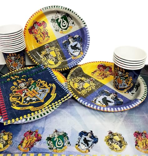 Harry Potter Artículos para la fiesta Platos de papel Vasos Servilletas Feliz cumpleaños Paquete de globos sin pancartas gratis para 16 personas