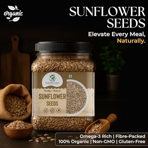 Image of Earthy Eats Premium Raw Sunflower Seeds for Eating 400gm | Premium Natural Seeds for Eating, Snacking, Salads, Baking & Cooking | Healthy Diet Food Snack Fresh Crunchy & Versatile Ingredient