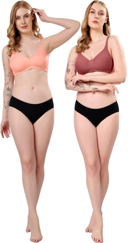 Image of London Hills Regular Bra for Women Everyday Non Padded Wire Free Full Coverage Cotton Blend