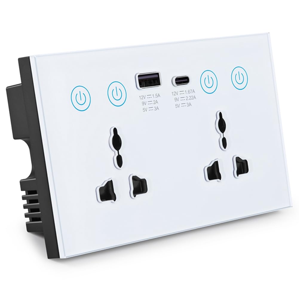 Enchufe Universal UE Reino EE. UU. Tuya ZigBee Interruptor de de Corriente Inteligente con Puerto USB y Tipo C Salida Smart Life